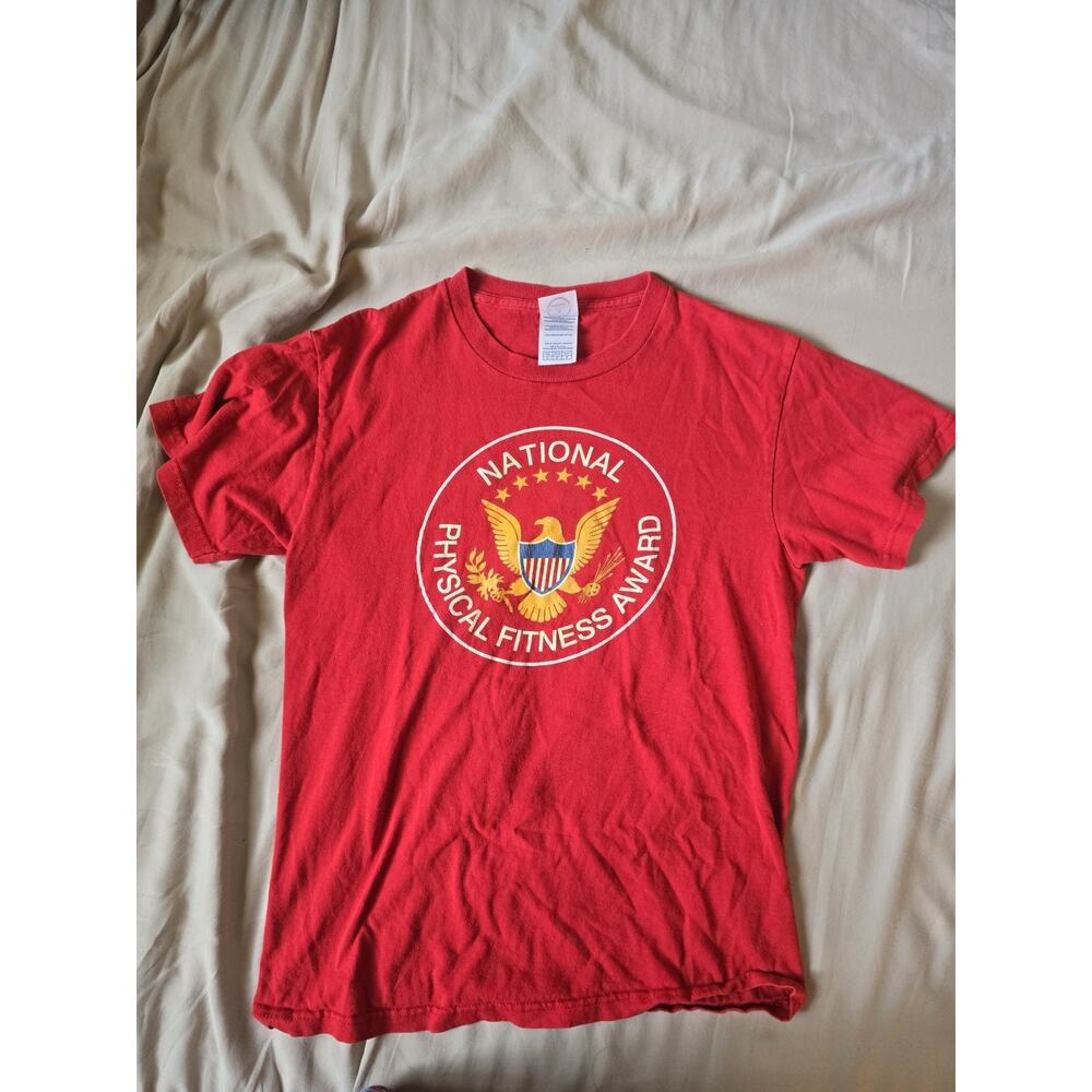 National Physical Fitness Award Shirt Small Red USA Vintage 1990s Single Stitch
